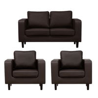 Box Brown Leather 2+1+1 Seater Sofa Set