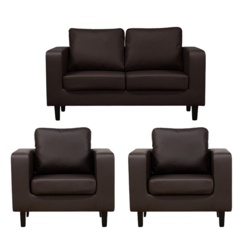 Box Brown Leather 2+1+1 Seater Sofa Set