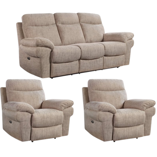 Tanya Beige Fabric Electric Recliner 3+1+1 Seater Sofa Set