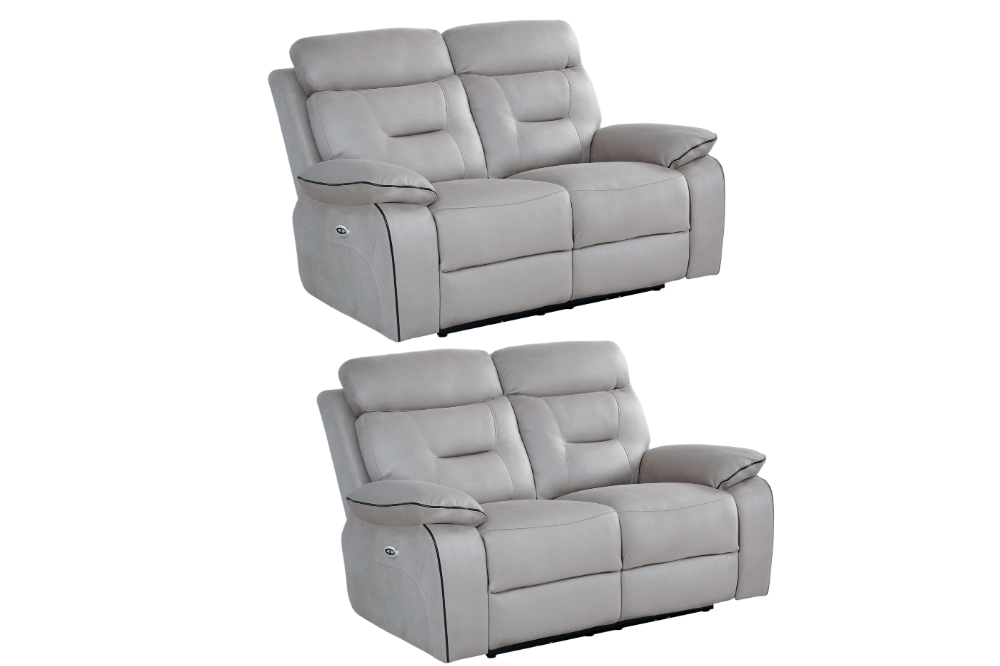 Foster Light Grey Fabric Electric Recliner 2+2 Seater Sofa  Set