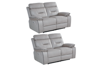 Foster Light Grey Fabric Electric Recliner 2+2 Seater Sofa  Set