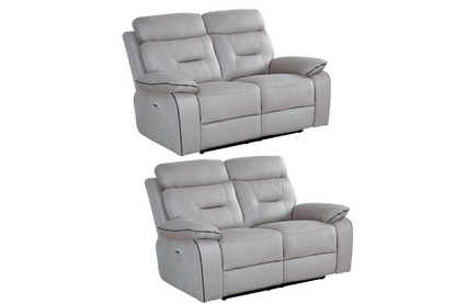 Foster Light Grey Fabric Electric Recliner 2+2 Seater Sofa  Set