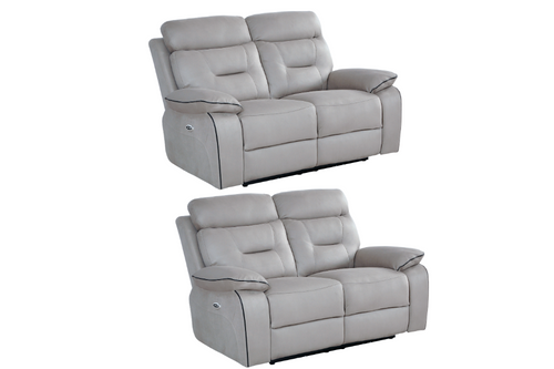 Foster Light Grey Fabric Electric Recliner 2+2 Seater Sofa  Set