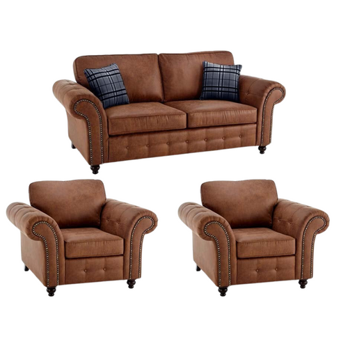 Oakland Tan Suede 3+1+1 Seater Sofa Set