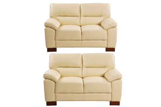Dalmore Genuine Leather Cream 2+2 Seater Sofa Set