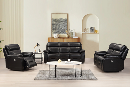 Renato Genuine Leather Black Electric Power Recliner 3+2+1 Seater Sofa Set