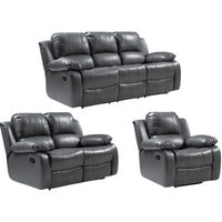 Valencia Grey Leather Manual Recliner 3+2+1 Seater Sofa Set