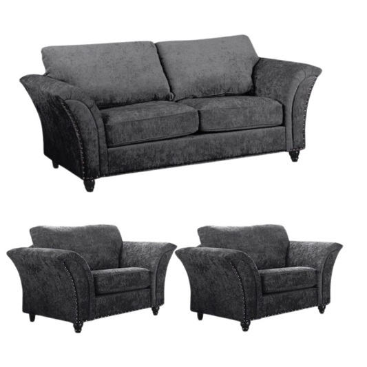 Canterbury Grey Fabric 3+1+1 Seater Sofa Set