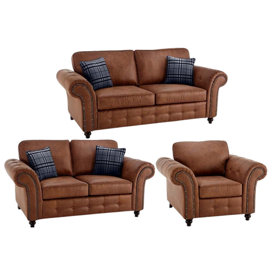 Oakland Tan Suede 3+2+1 Seater Sofa Set