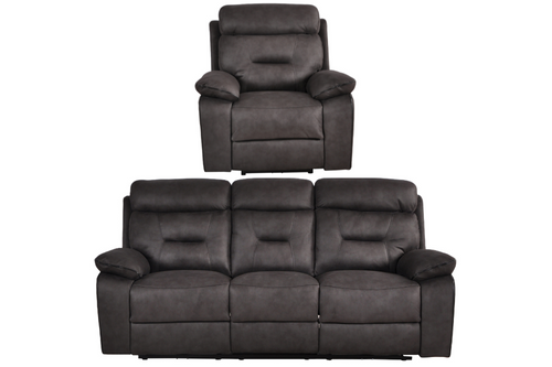 Foster Grey Fabric Electric Recliner 3+1 Seater Sofa Set