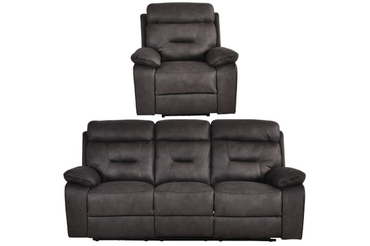 Foster Grey Fabric Electric Recliner 3+1 Seater Sofa Set