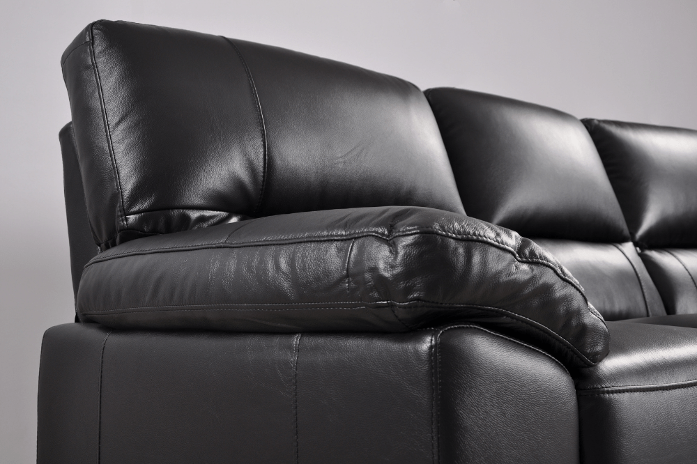 Dalmore Genuine Leather Black 3+2+1 Seater Sofa Set - Furniture Instore