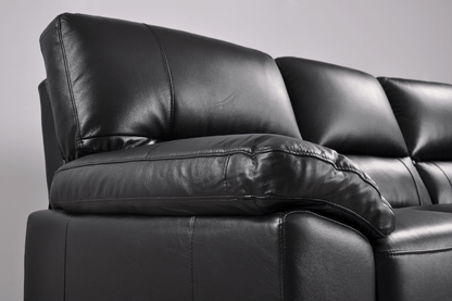 Dalmore Genuine Leather Black 3+2+1 Seater Sofa Set - Furniture Instore