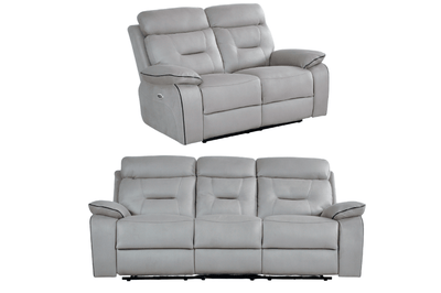 Foster Light Grey Fabric Electric Recliner 3+2 Seater Sofa  Set