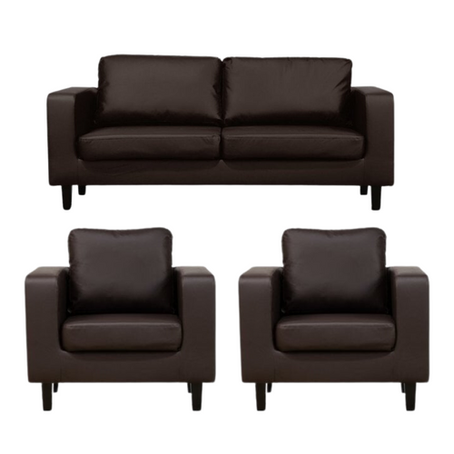 Box Brown Leather 3+1+1 Seater Sofa Set