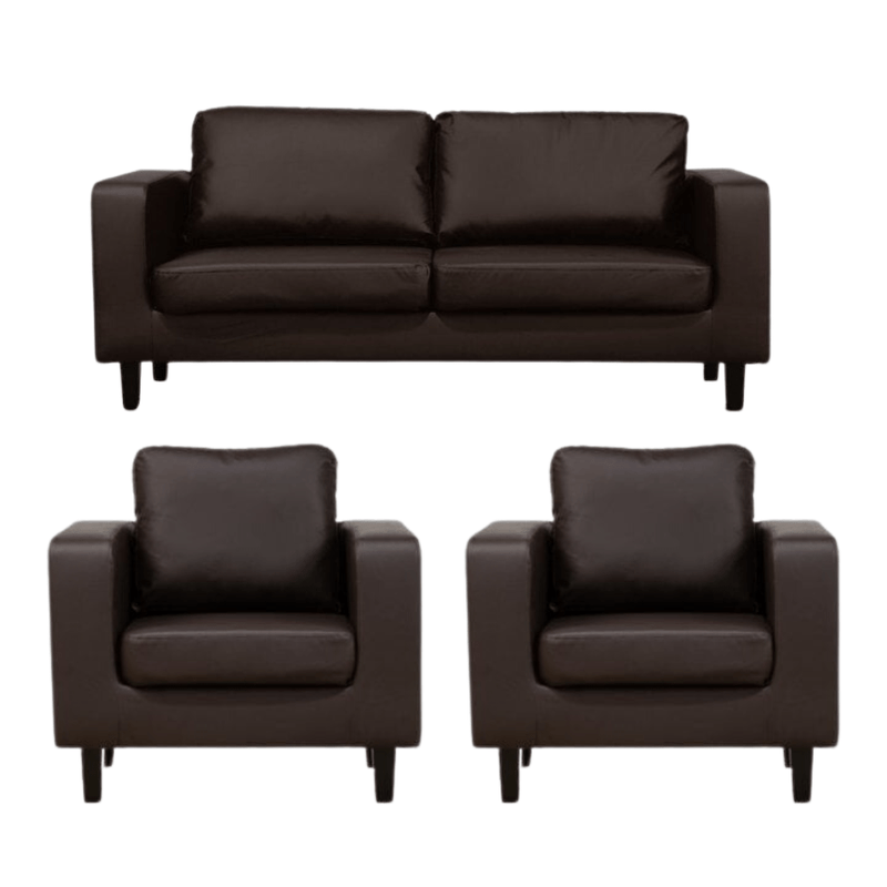 Box Brown Leather 3+1+1 Seater Sofa Set - Furniture Instore
