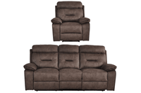 Foster Brown Fabric Electric Recliner 3+1 Seater Sofa Set