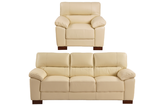 Dalmore Genuine Leather Cream 3+1 Seater Sofa  Set