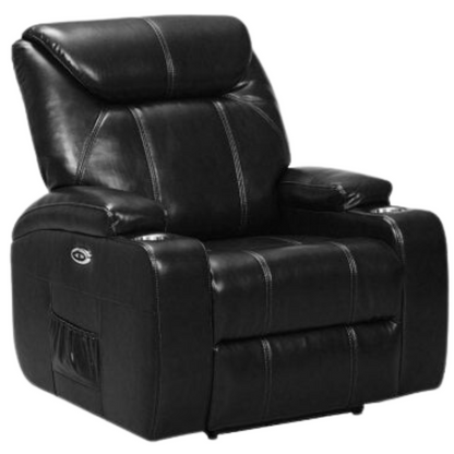 Cinema Black Electric Seater 2+1+1 Leather Recliner Sofa Set With Two Cup Holders