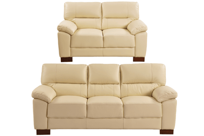 Dalmore Genuine Leather Cream 3 + 2 Seater Sofa Set - Furniture Instore