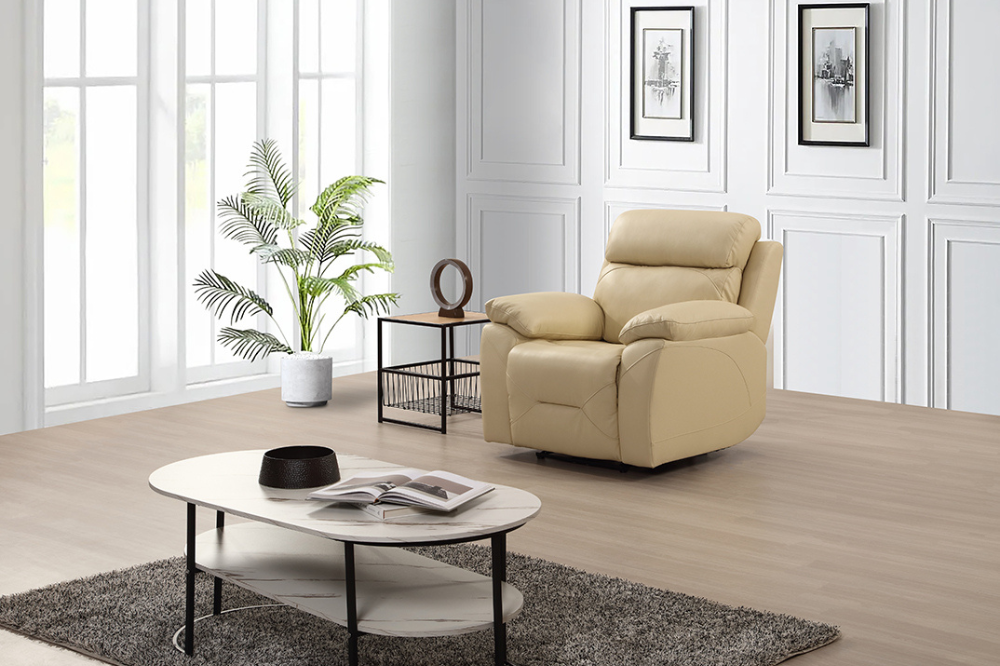 Renato Genuine Leather Cream Electric Power Recliner 3+2+1 Seater Sofa Set