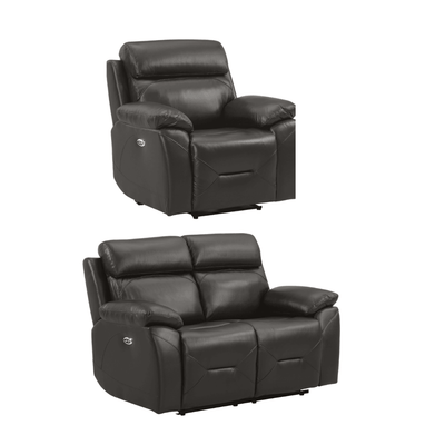 Renato Genuine Leather Grey Electric Power Recliner 2+1 Seater Sofa Set