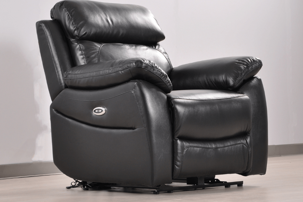 Dandrea Genuine Leather Black Electric Power Recliner 3+1 Seater Sofa Set - Furniture Instore
