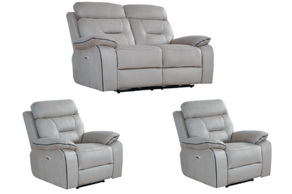 Foster Light Grey Fabric Electric Recliner 2+1+1 Seater Sofa Set