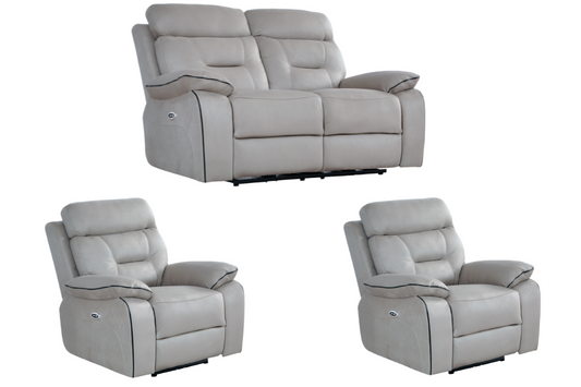 Foster Light Grey Fabric Electric Recliner 2+1+1 Seater Sofa Set