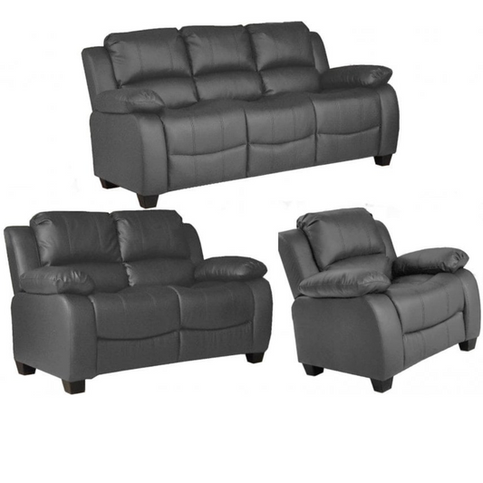 Valerie Grey Leather 3+2+1 Seater Sofa Set