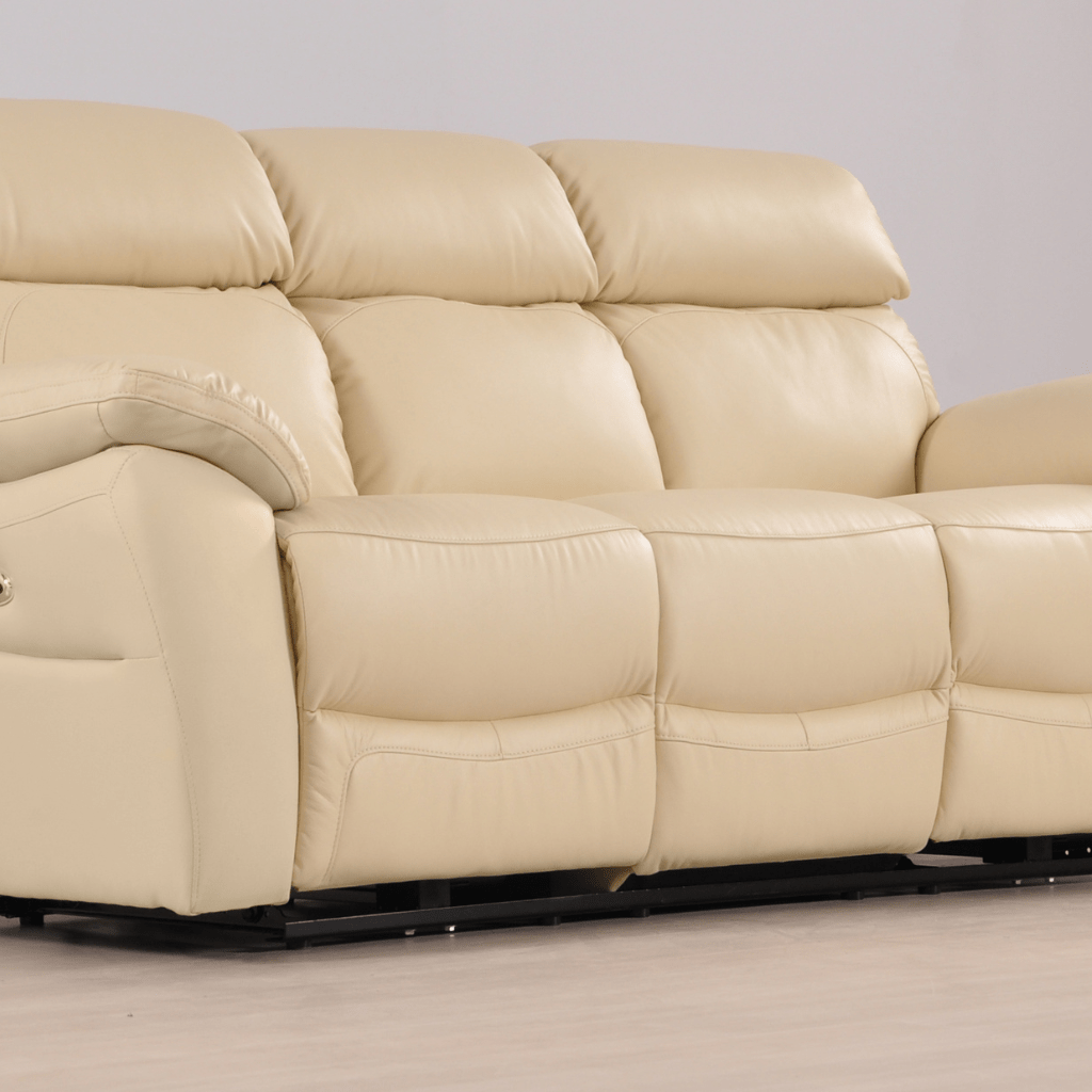 Dandrea Genuine Leather Cream Electric Power Recliner 3+3 Seater Sofa Set - Furniture Instore