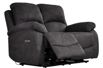 Grey 2 seater recliner sofa electric  on a white background