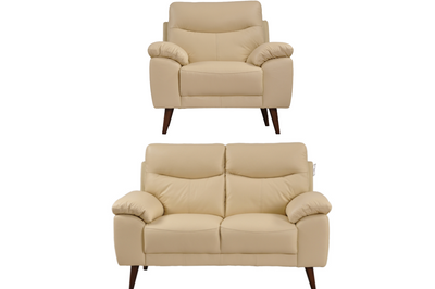 Vantage Genuine Leather Cream 2+1 Seater Sofa Set