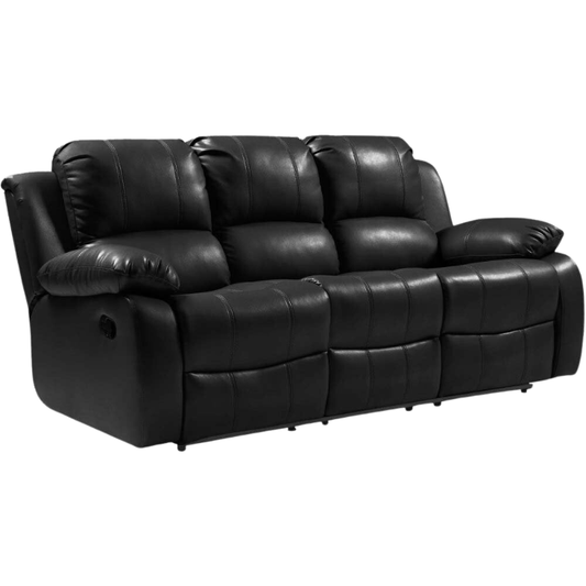 Valencia Black Leather Manual Recliner 3+3 Seater Sofa Set - Furniture Instore