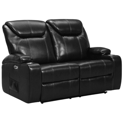 Cinema Black Electric Seater 2+1+1 Leather Recliner Sofa Set With Two Cup Holders