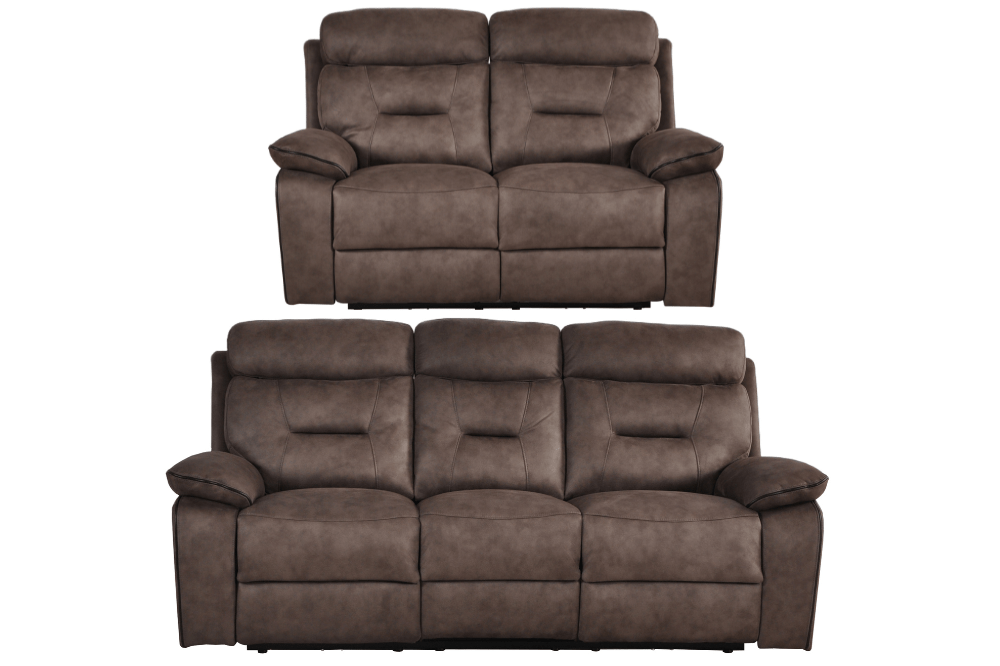 Foster Brown Fabric Electric Recliner 3+2 Seater Sofa Set - Furniture Instore