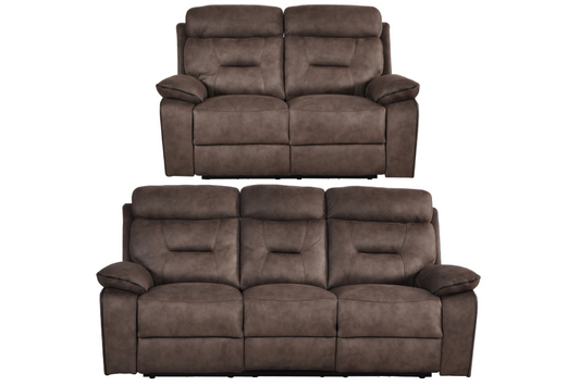 Foster Brown Fabric Electric Recliner 3+2 Seater Sofa Set