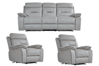 Foster Light Grey Fabric Electric Recliner 3+1+1 Seater Sofa Set