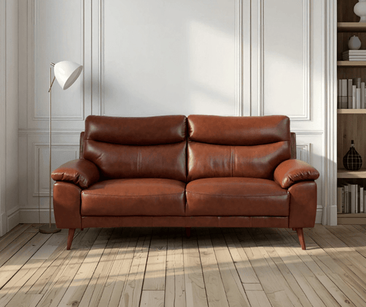 Vantage Genuine Leather Tan 3+2+1 Seater Sofa Set - Furniture Instore