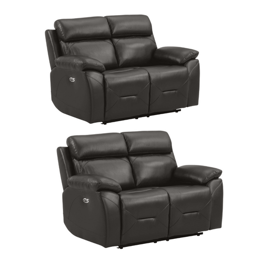 Renato Genuine Leather Grey Electric Power Recliner 2+2 Seater Set