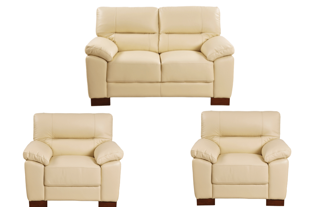 Dalmore Genuine Leather Cream 2+1+1 Seater Sofa Set - Furniture Instore