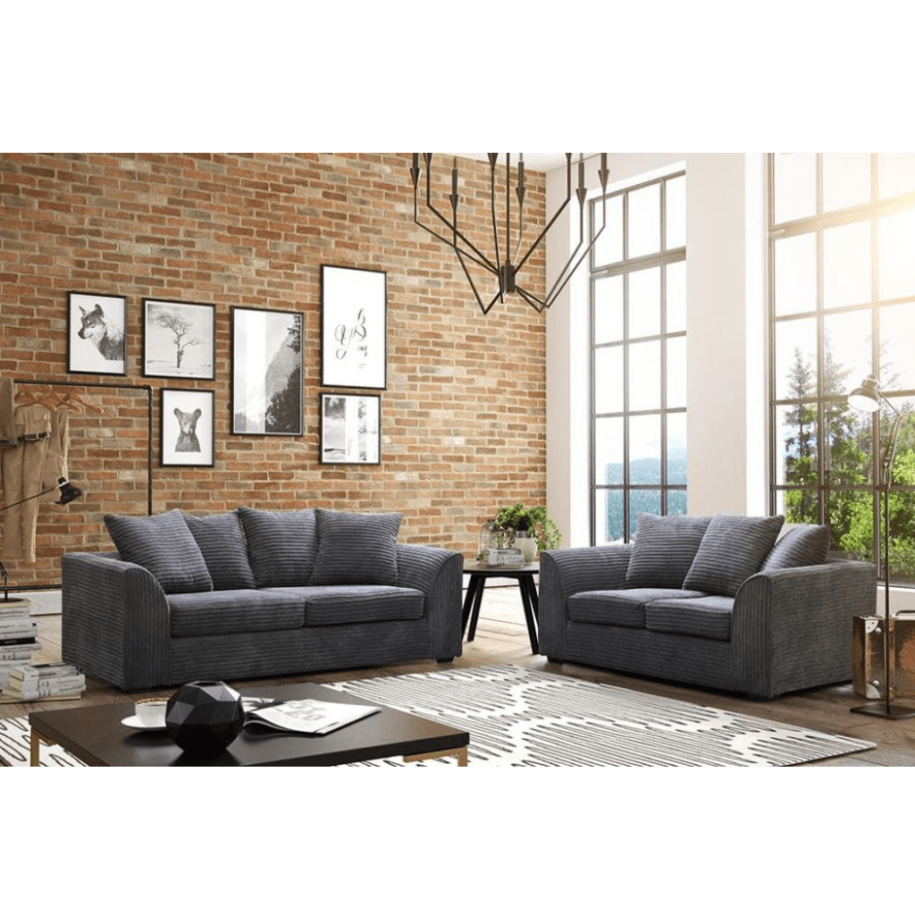 Byron Grey Fabric 3+2 Seater Sofa Set - Furniture Instore