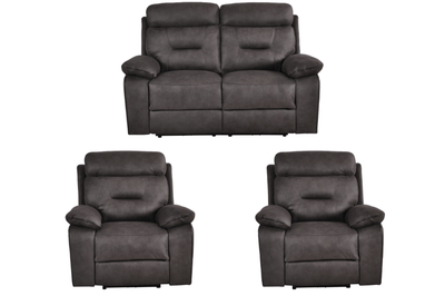 Foster Dark Grey Fabric Electric Recliner 2+1+1 Seater Sofa Set