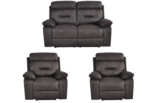 Foster Grey Fabric Electric Recliner 2+1+1 Seater Sofa Set