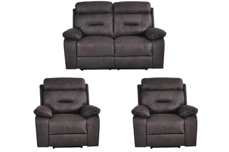 Foster Dark Grey Fabric Electric Recliner 2+1+1 Seater Sofa Set - Furniture Instore