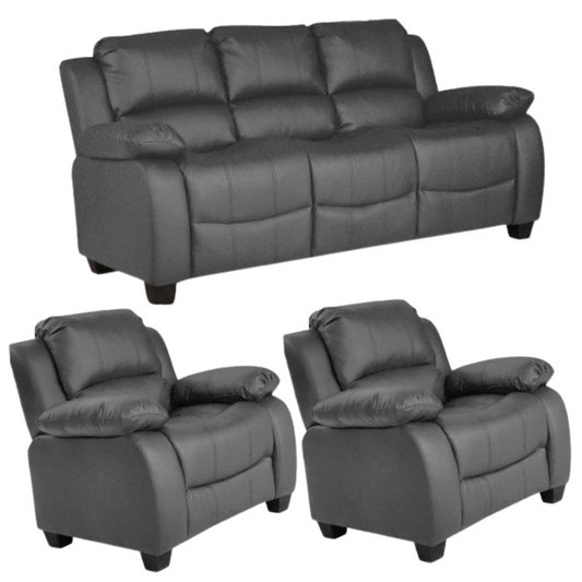 Valerie Grey Leather 3+1+1 Seater Sofa Set