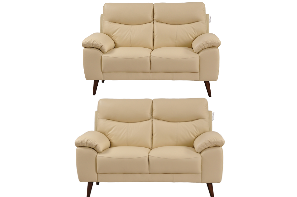 Vantage Genuine Leather Cream 2+2 Seater Sofa Set