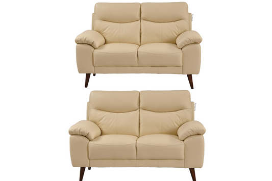 Vantage Genuine Leather Cream 2+2 Seater Sofa Set