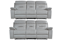 Foster Light Grey Fabric Electric Recliner 3+3 Seater Sofa Set