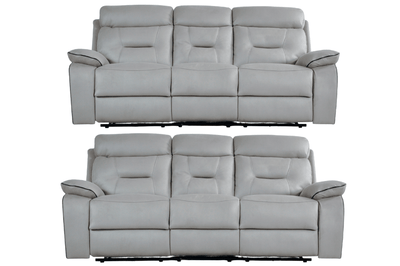 Foster Light Grey Fabric Electric Recliner 3+3 Seater Sofa Set